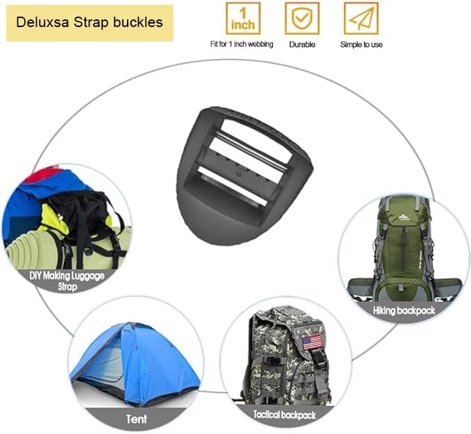 Deluxsa 1 inch Plastic Ladder Slider adjustable lock Buckles,Tri-glide Slide Clips,Replacement for Belt backpack strap - Image 4